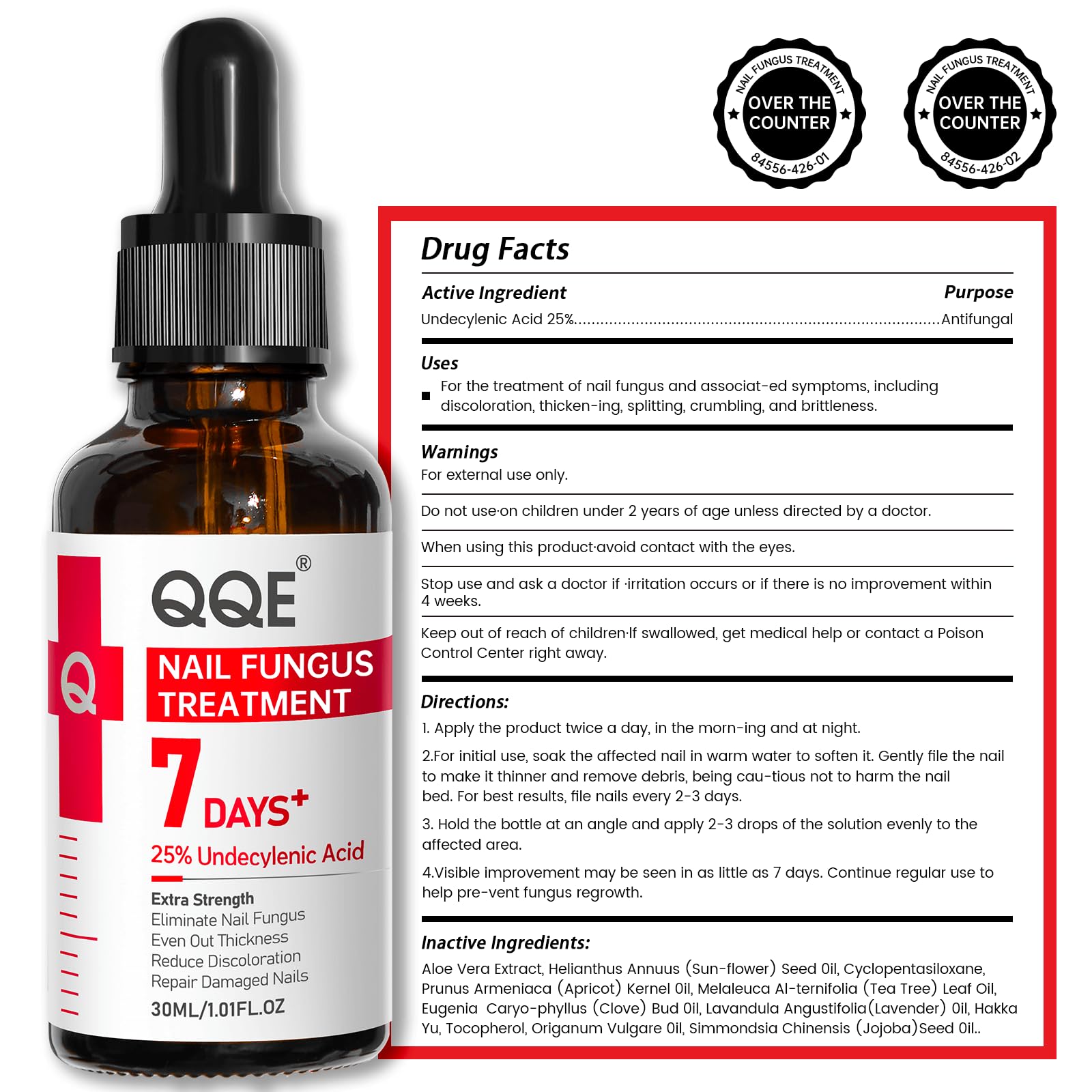 QQE Nail Fungus Treatment nails close-up highlights a healthier tone over time.