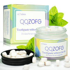 QQZOFG fluoride-free toothpaste tabs with nano hydroxyapatite (NHA), 62 tablets