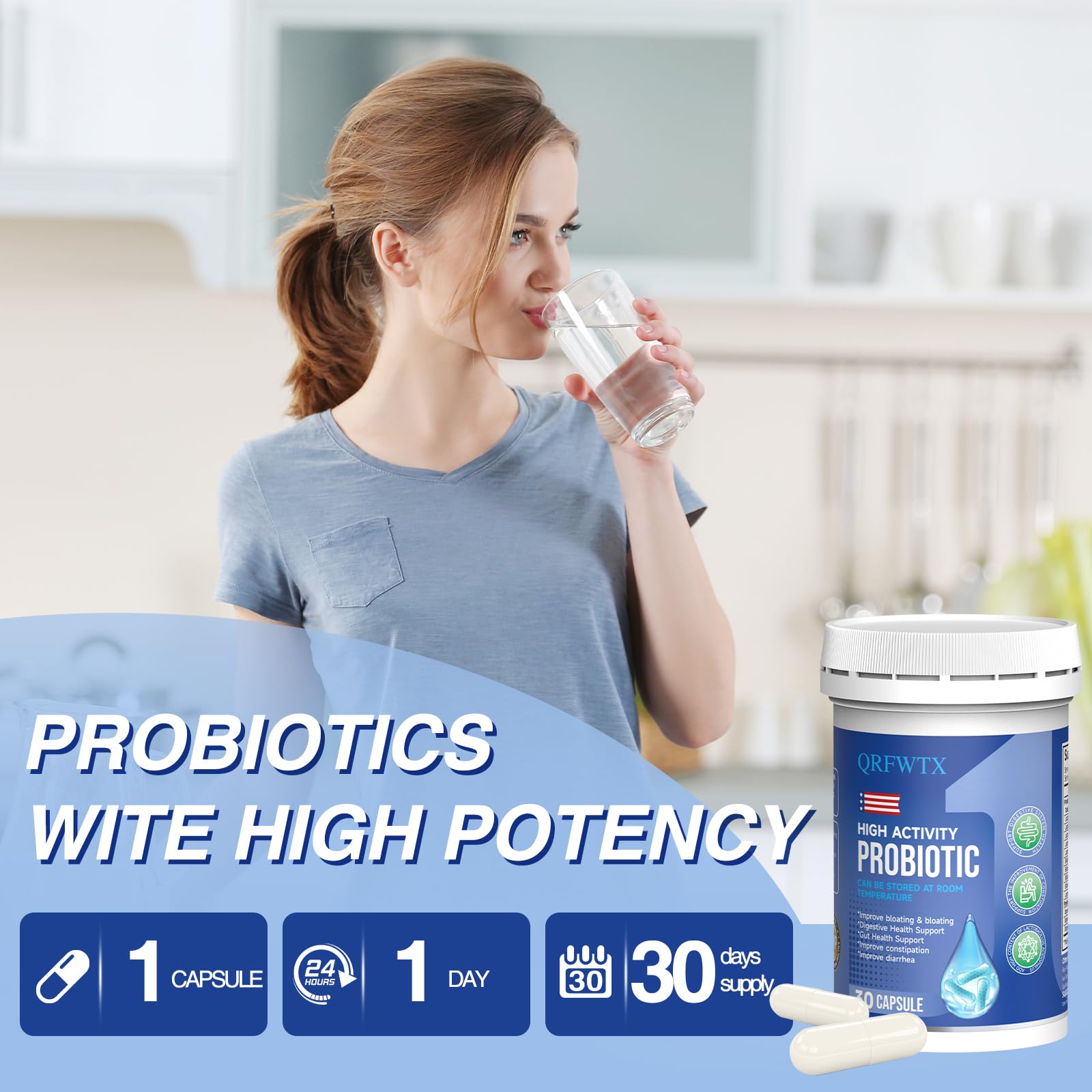 Vegetarian, gluten-free, non-GMO probiotic label