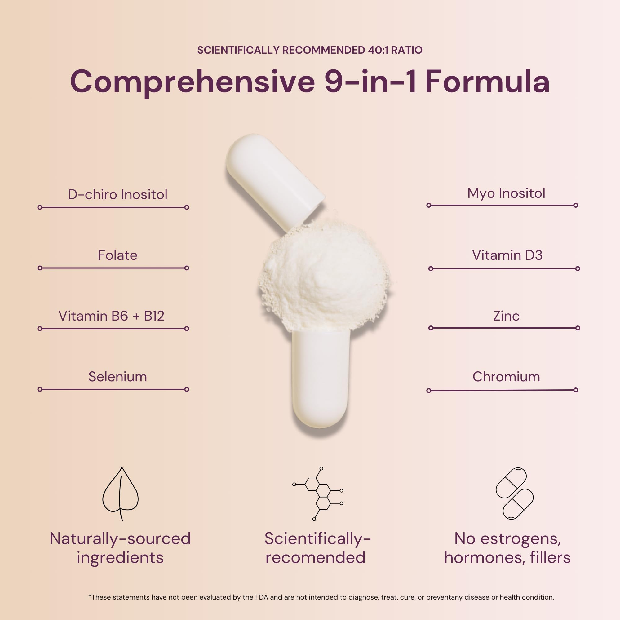 QSTA Premium Inositol bottle pour for simple daily dosing