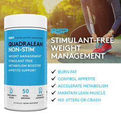 Close-up of stimulant-free QuadraLean capsules