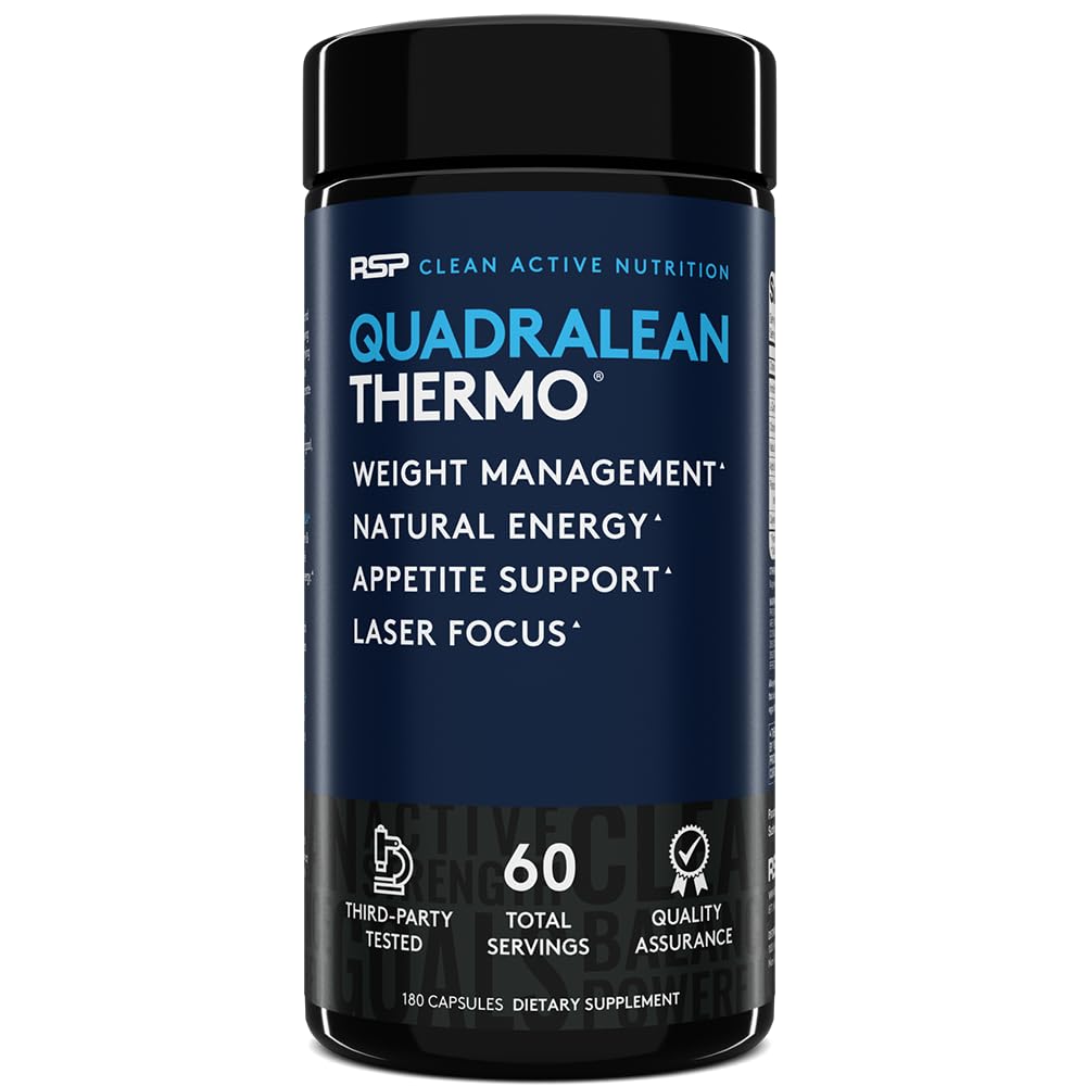 QuadraLean Thermo bottle and packaging on a white background