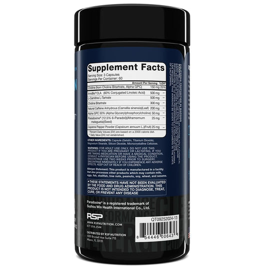 Front label of QuadraLean Thermogenic Fat Burner bottle