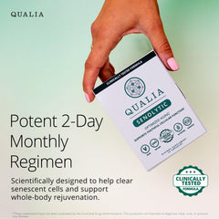 Fisetin ingredient label on Qualia Senolytic bottle highlighting key components