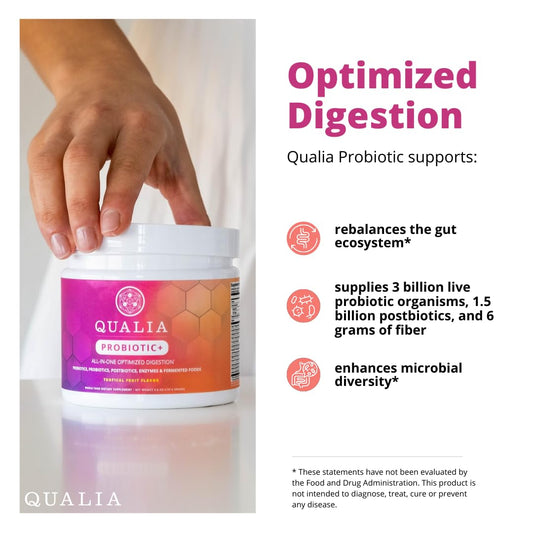 Qualia Probiotic bottle back label with ingredients
