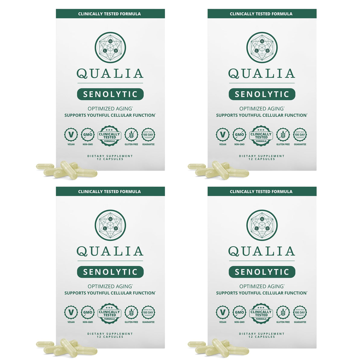 Qualia Senolytic Ultimate Formula bottle and label