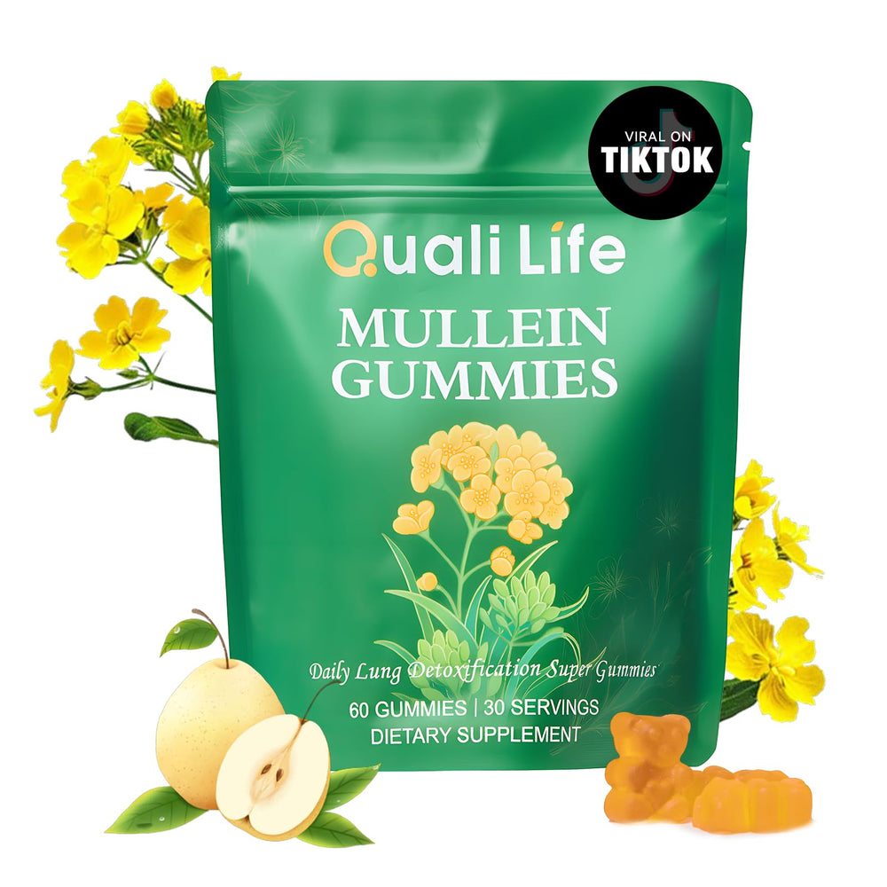 QualiLife Mullein Gummies pear flavor label front