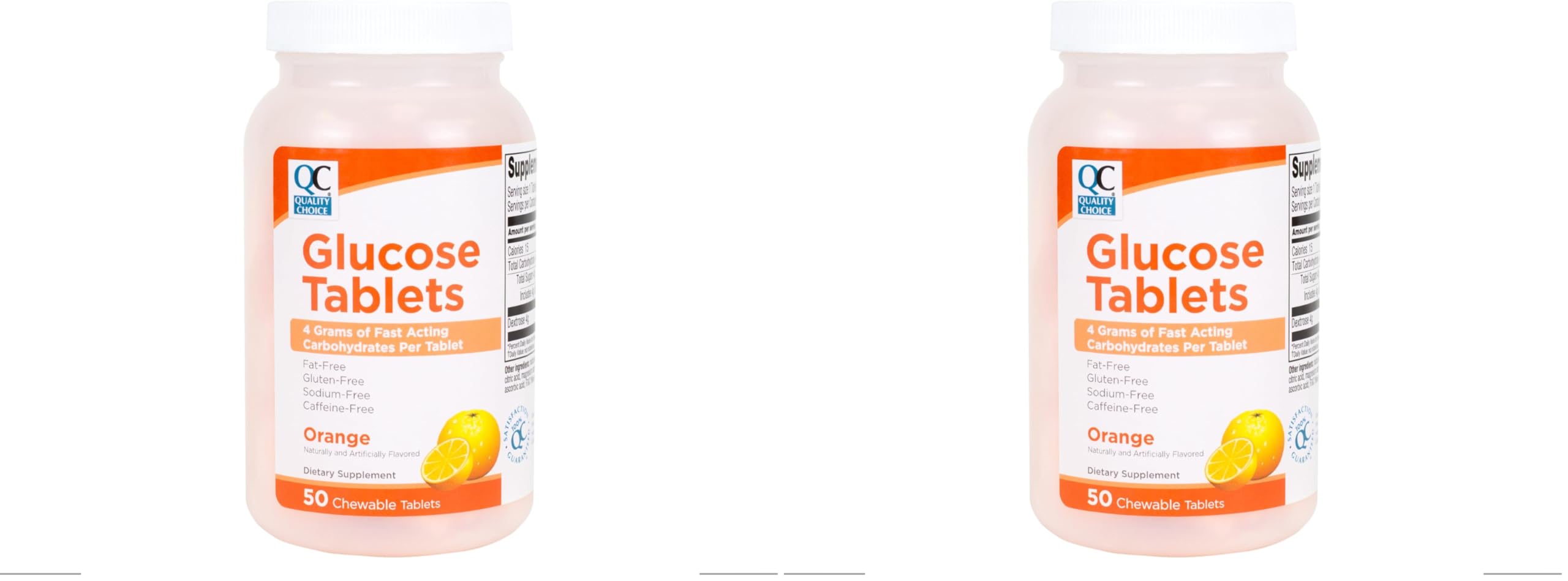 Quality Choice Fast Acting Glucose Tablets Orange Flavor, 50 Tablets (Pack of 2) - Image 1
