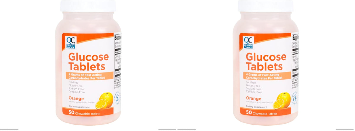 Quality Choice Fast Acting Glucose Tablets Orange Flavor, 50 Tablets (Pack of 2) - Image 1