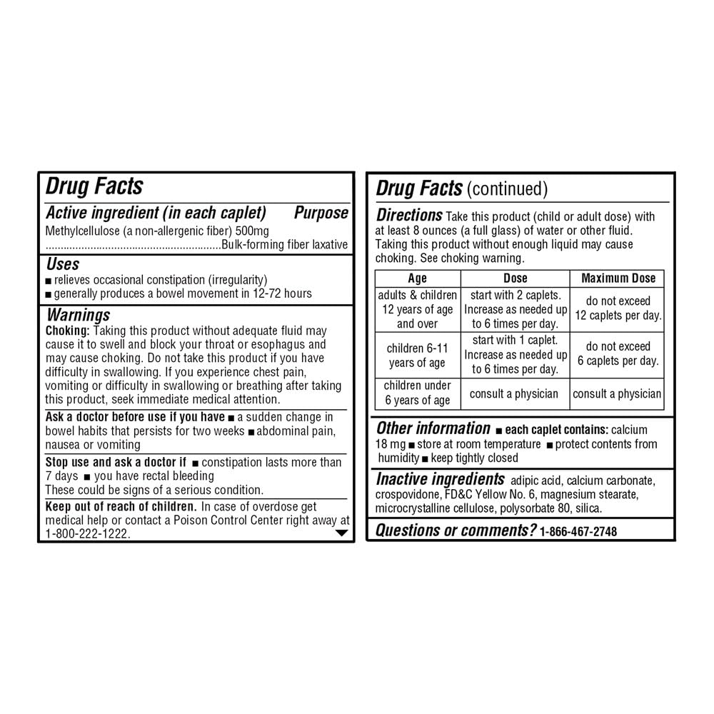 Close-up of the Quality Choice caplets bottle label