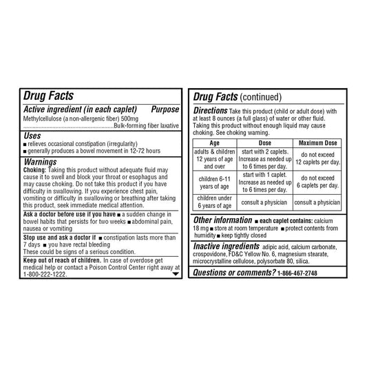 Close-up of the Quality Choice caplets bottle label