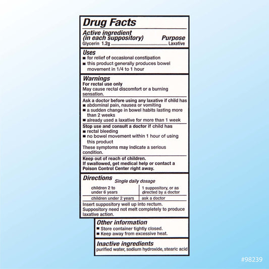 Quality Choice infants glycerin suppositories usage closeup illustrating easy application and pediatric-friendly design