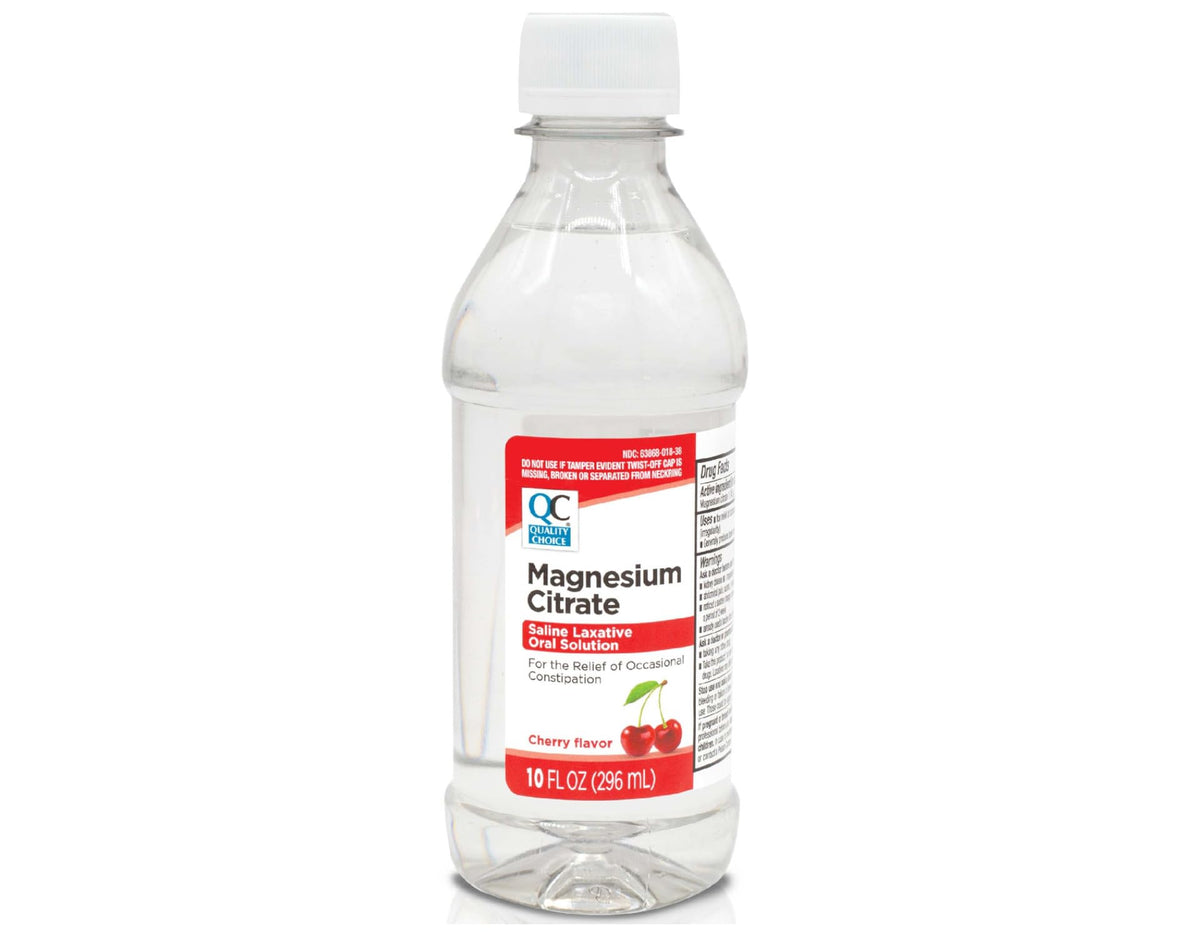 Quality Choice Magnesium Citrate 10oz Cherry flavored bottle