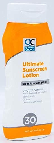 Quality Choice Ultimate Sunscreen SPF 30 Lotion texture demonstrating lightweight, non-greasy feel.