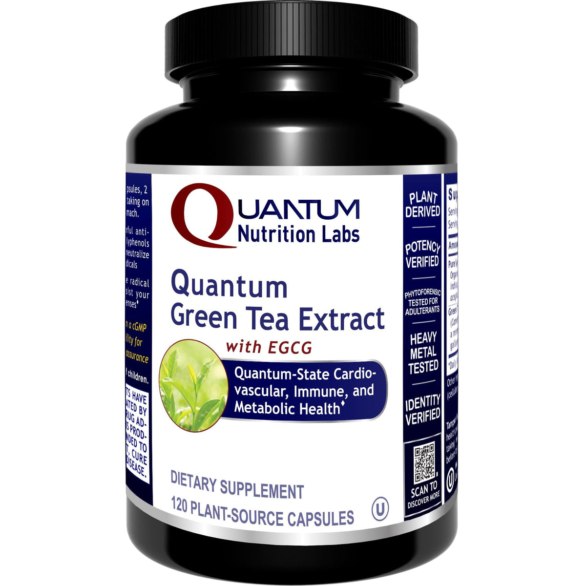 Quantum Green Tea Extract capsules made from Camellia sinensis with EGCG antioxidant support - 120 Vegetarian Capsules