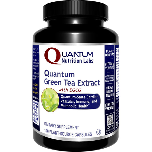 Quantum Green Tea Extract capsules made from Camellia sinensis with EGCG antioxidant support - 120 Vegetarian Capsules