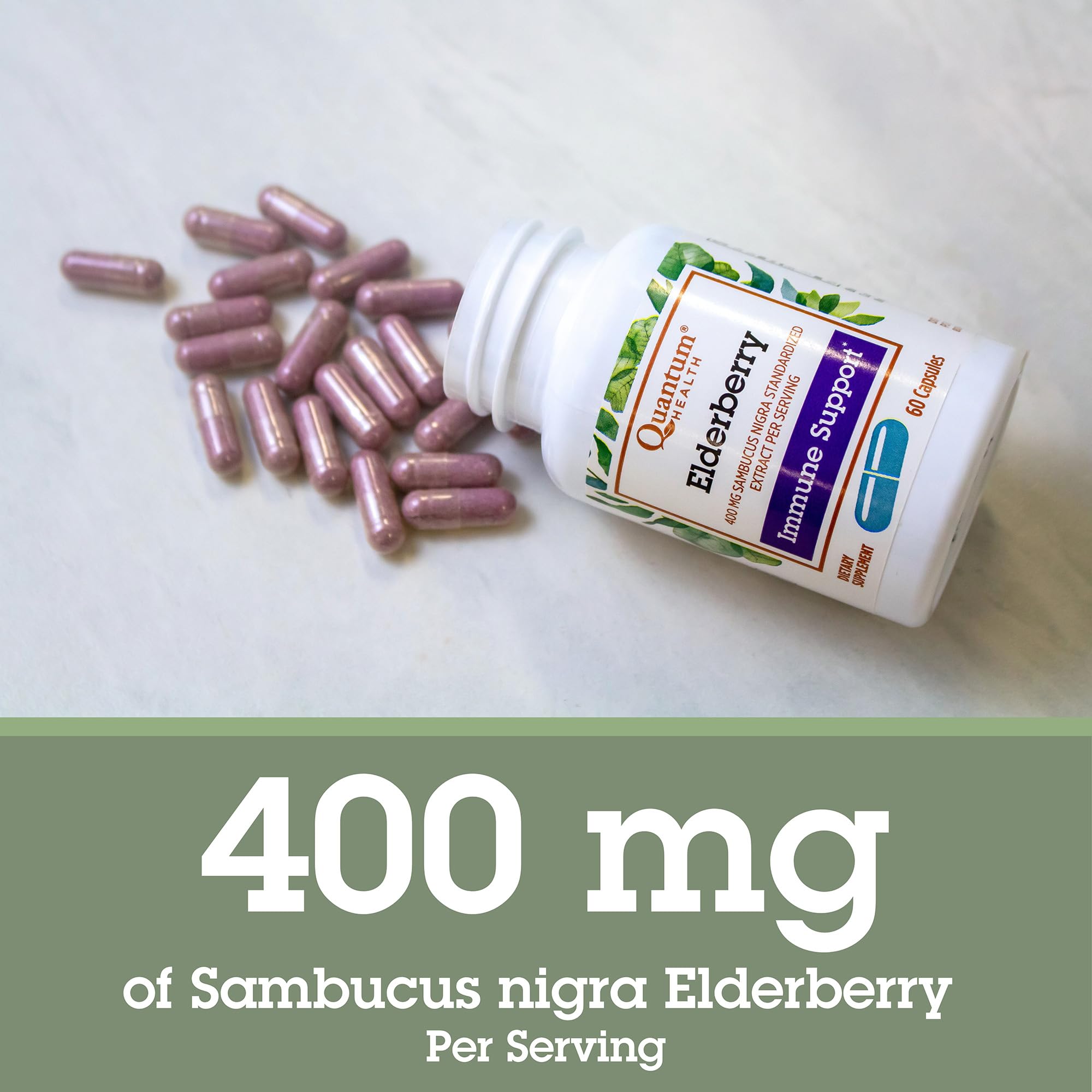 Two elderberry capsules serving size equals 400mg extract