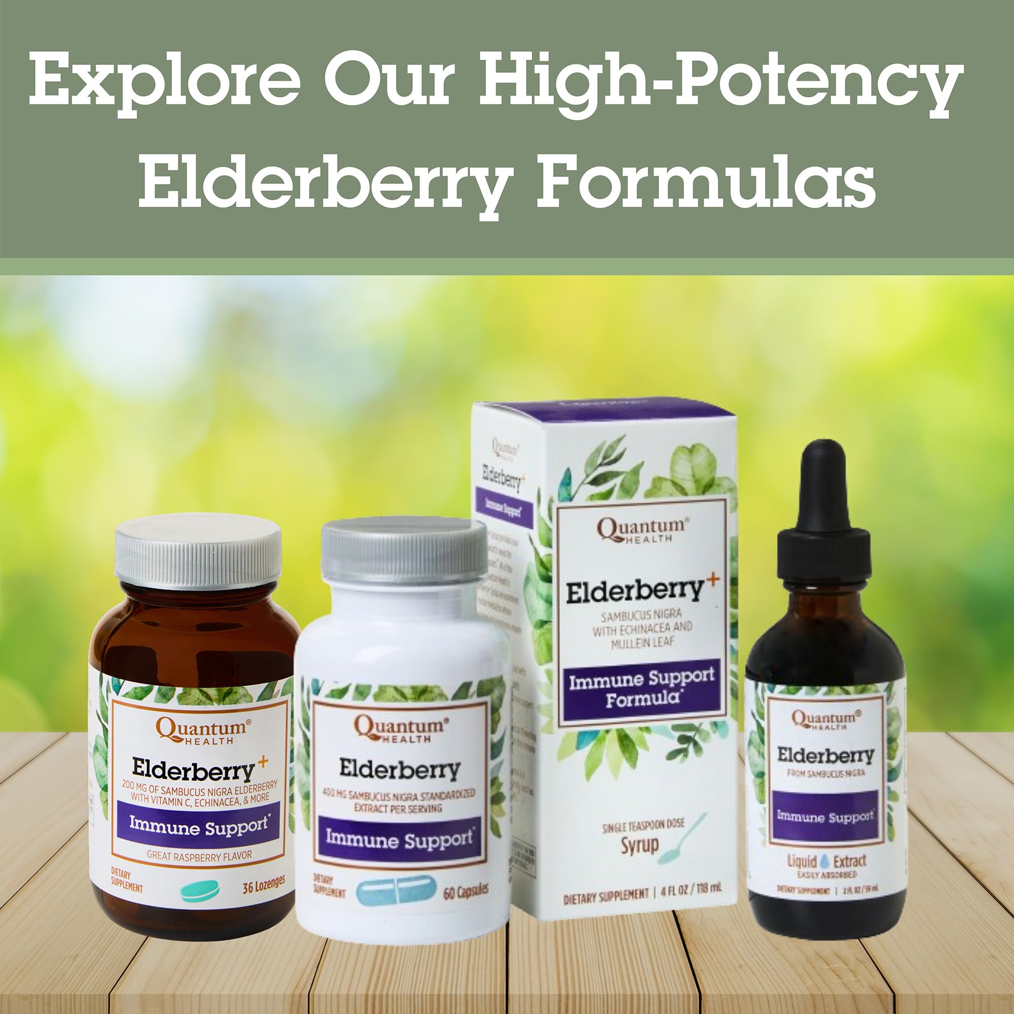 Exterior packaging of Quantum Health Black Elderberry supplement