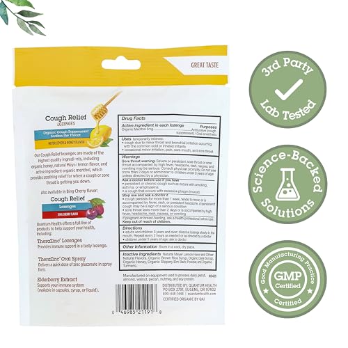 Side view of Quantum Health lozenges bagged package