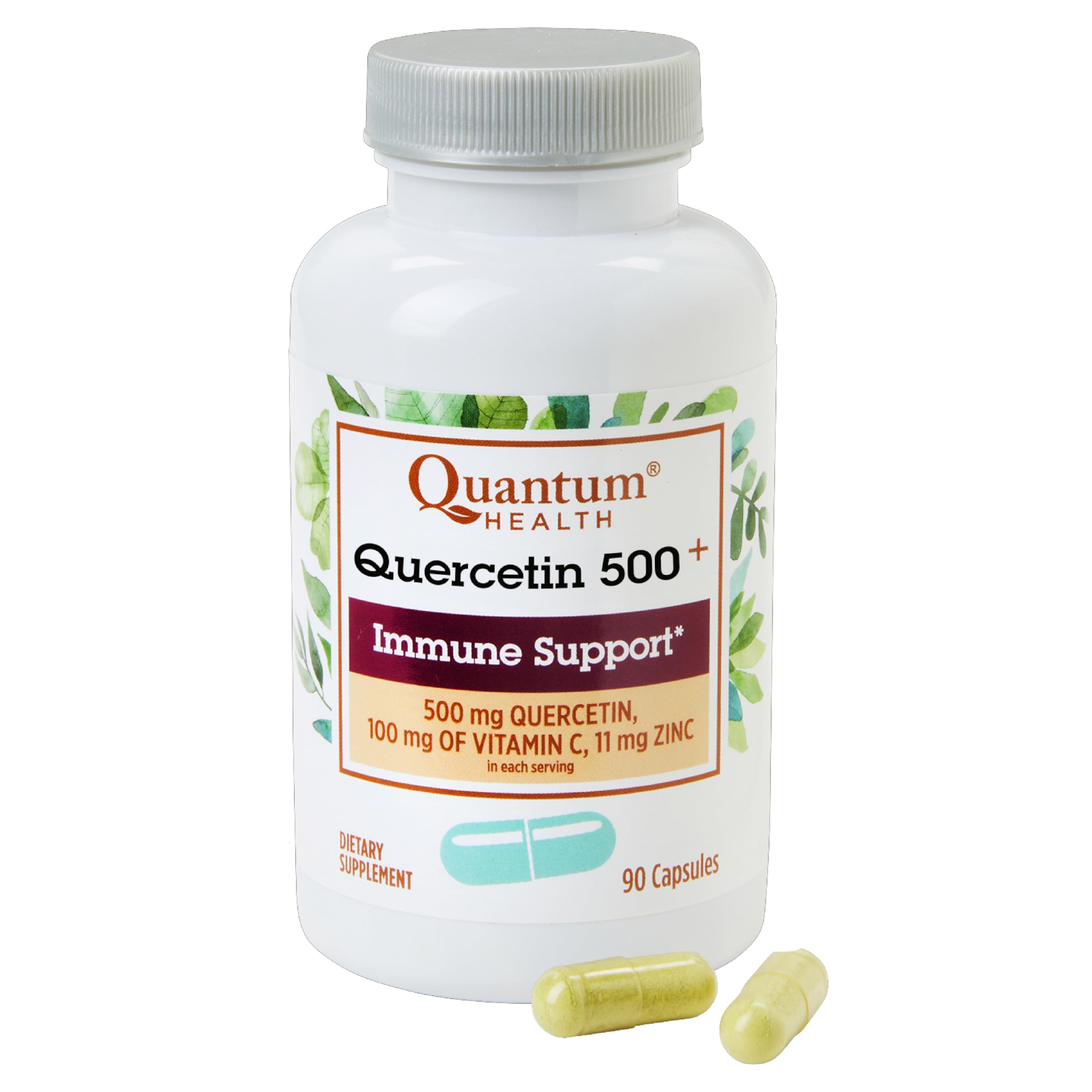 Front view of Quantum Health Quercetin+ 500mg bottle