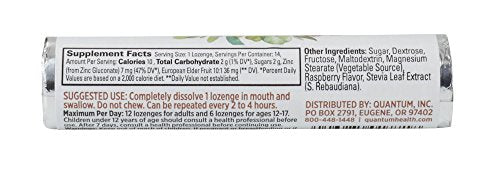 Close-up of TheraZinc lozenges in Elderberry Raspberry flavor