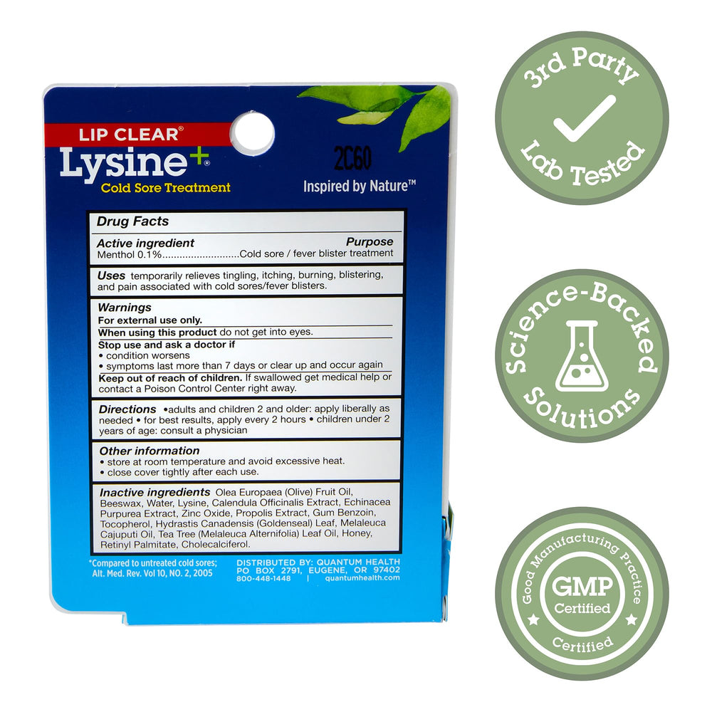 Quantum Lysine+ cold sore close-up showing soothing menthol relief in action.
