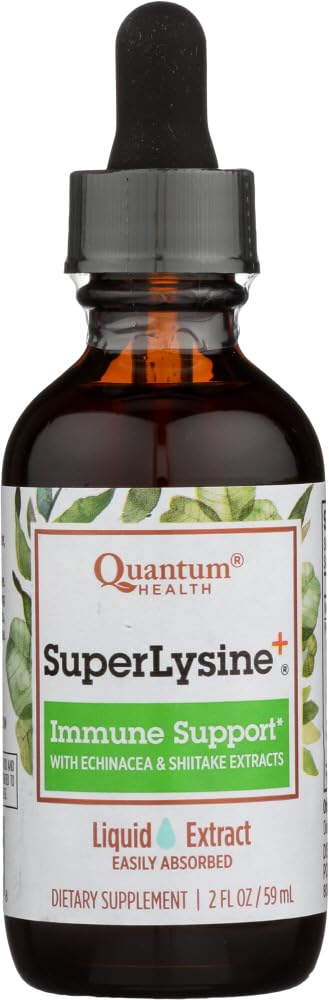 Quantum Amino Acid Super Lysine Plus Liquid Extract bottle with 2 oz dropper