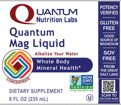 Quantum Mag Liquid 8 oz bottle - product label close-up