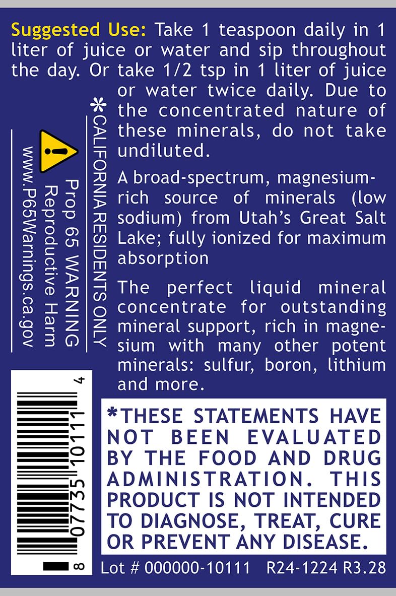 Mineral profile including magnesium, sulfur, boron, lithium and chloride in Quantum Mag Liquid