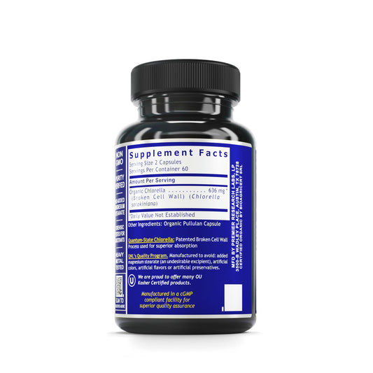 Chlorella capsules illustrating broken cell wall technology