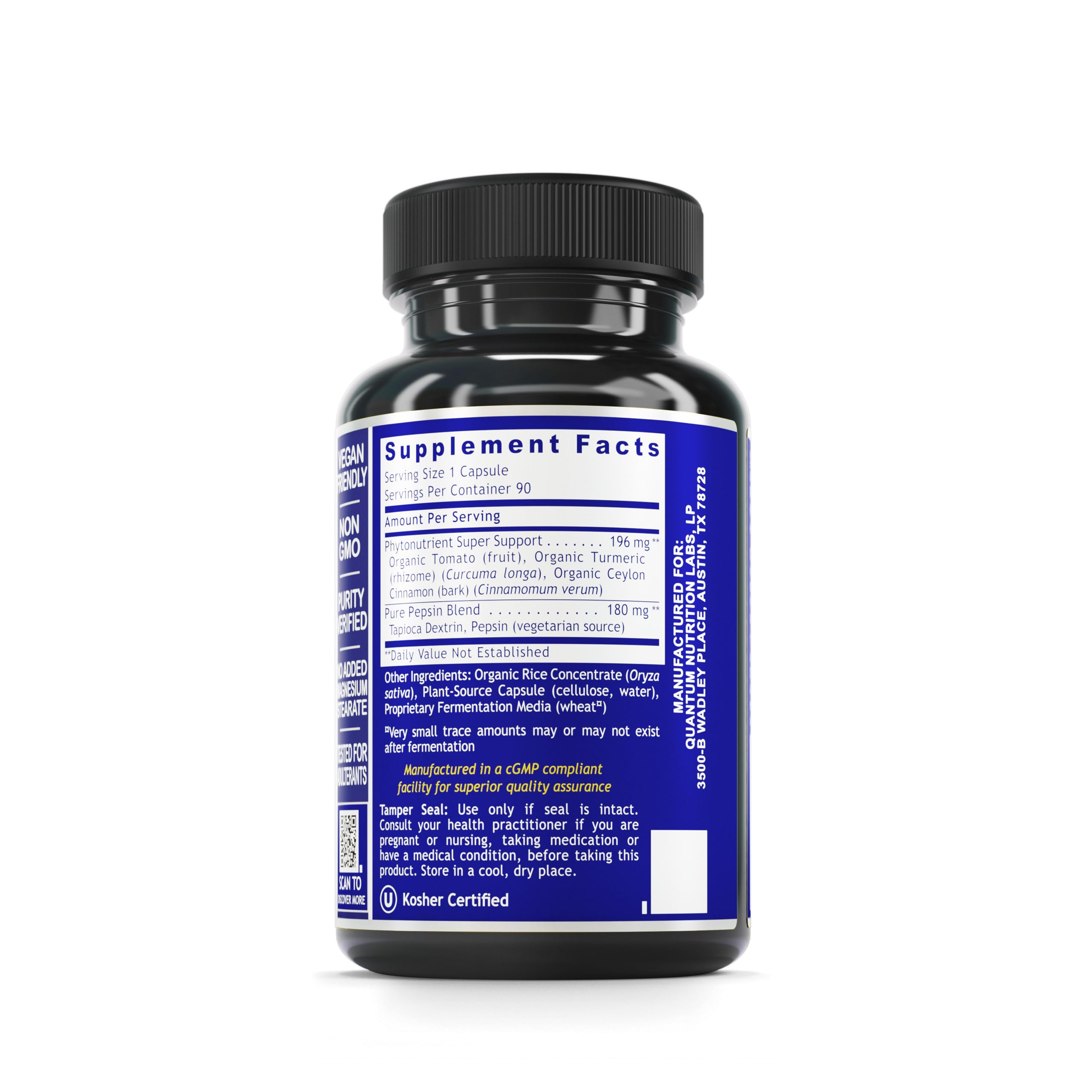 HCL Activator ingredients including pepsin, turmeric and cinnamon