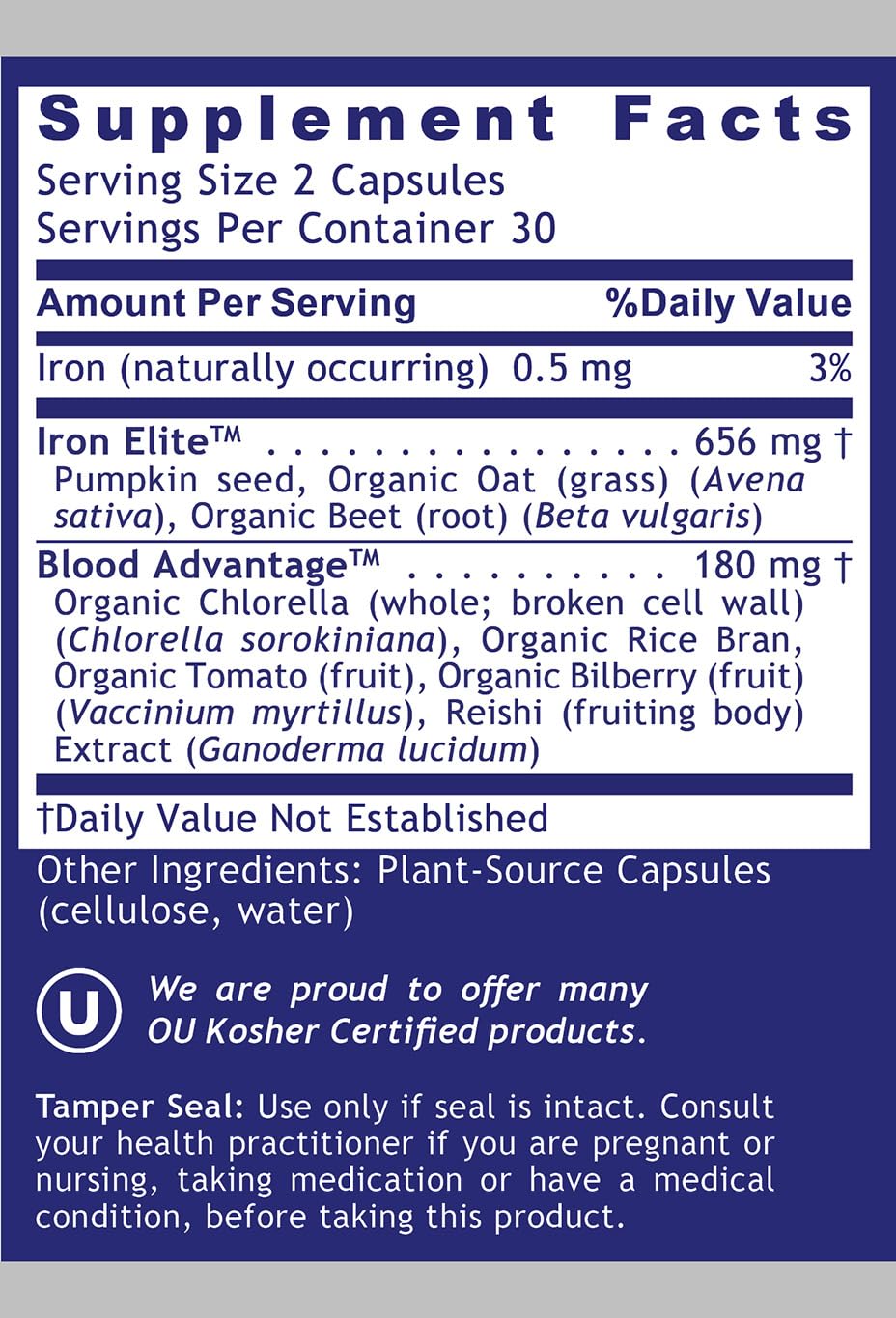 Plant-based iron supplement for women and men