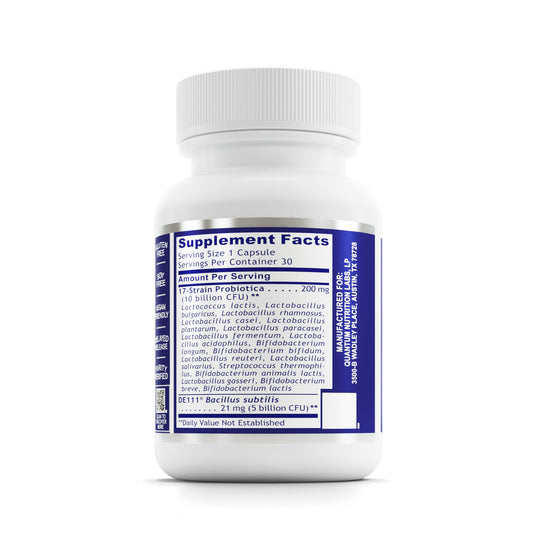 Front view of Quantum Nutrition Labs Probiotic Daily 18 bottle