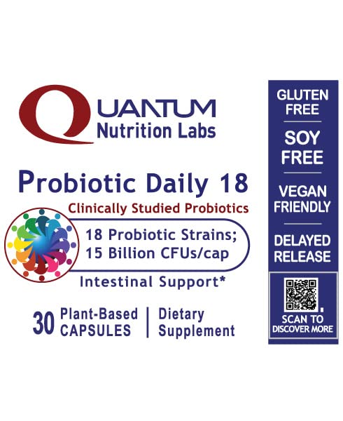 Graphic illustrating 18 probiotic strains