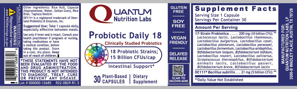 Dietary supplement packaging for Probiotic Daily 18