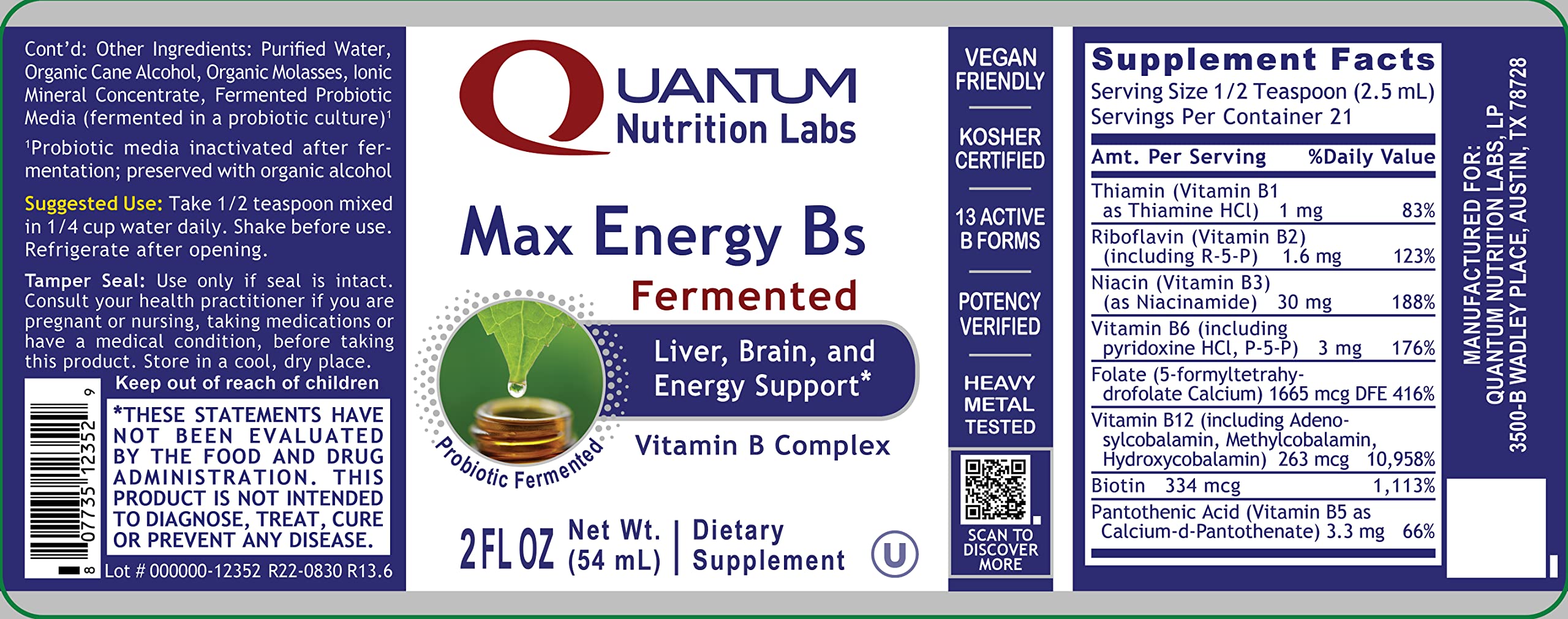 Vegan, plant-based Vitamin B complex drops