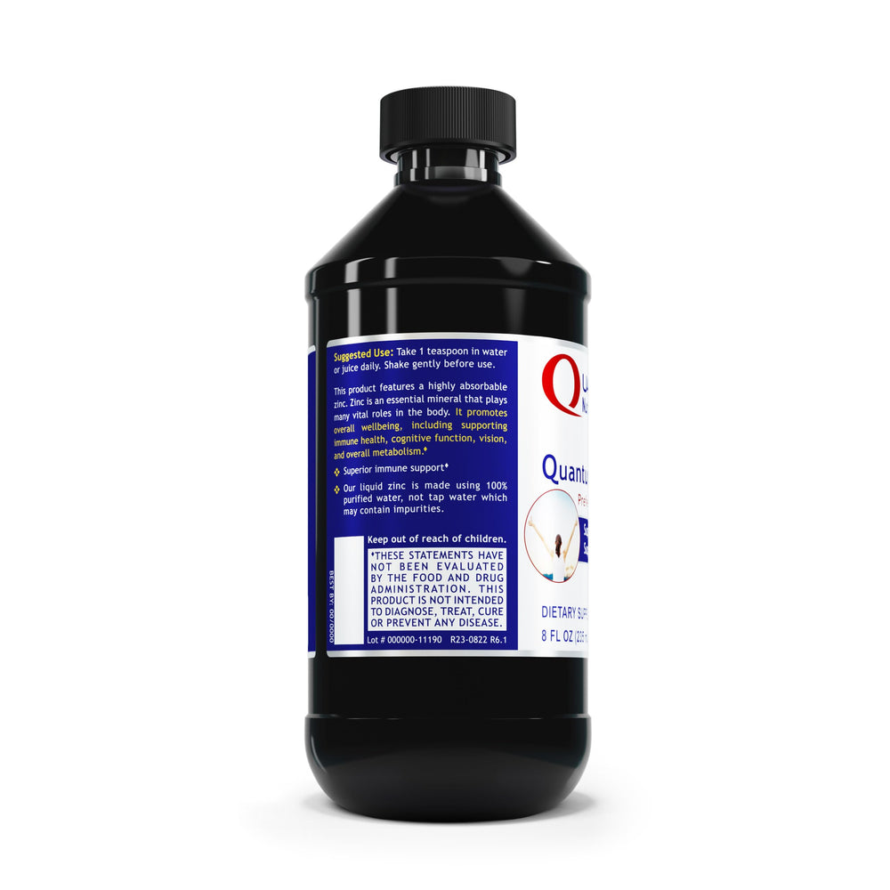 Label showing 25 mg zinc sulfate per serving