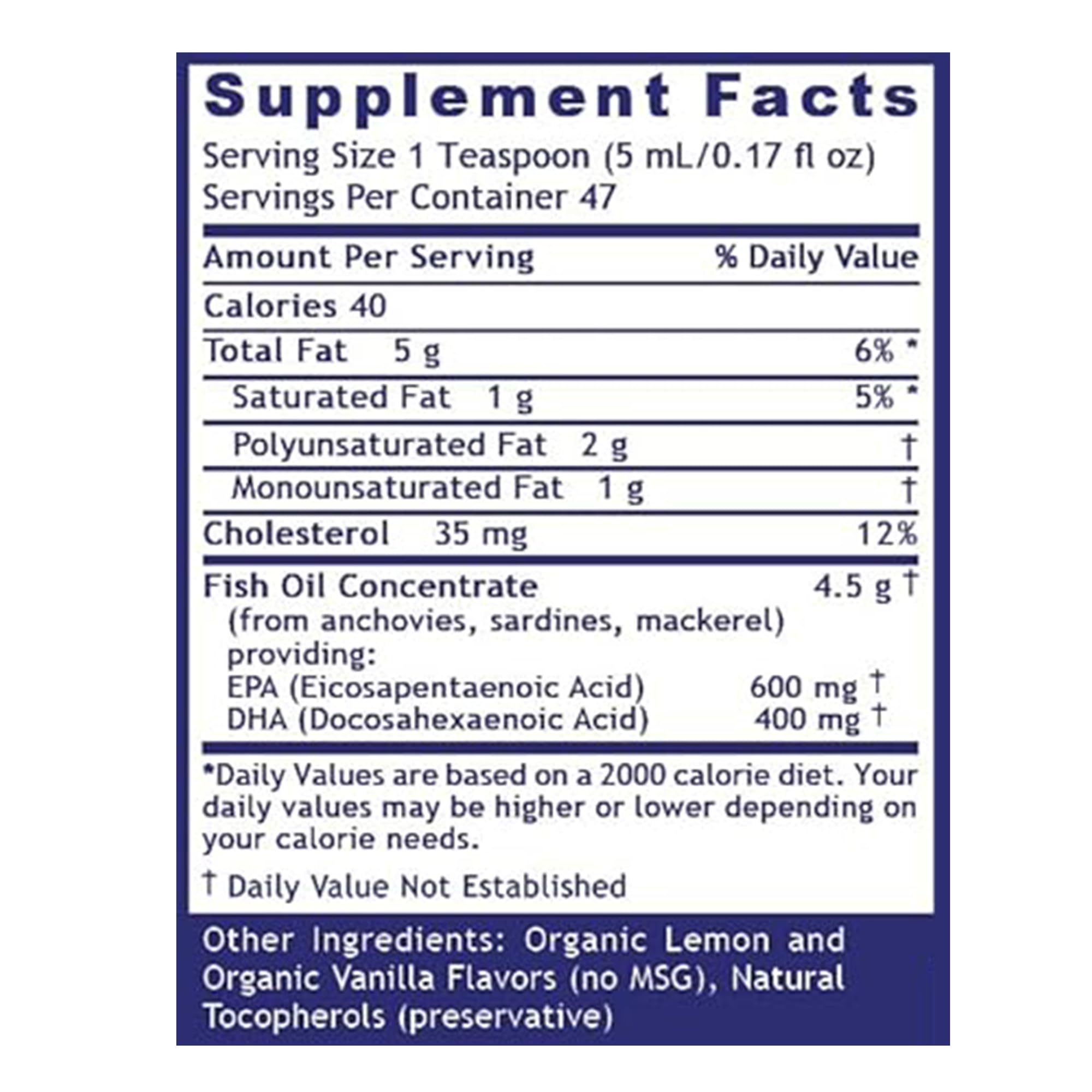 Omega-3 liquid with lemon flavor (EPA and DHA)