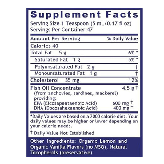 Omega-3 liquid with lemon flavor (EPA and DHA)