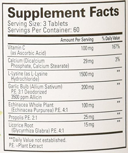 Close-up of lysine tablets