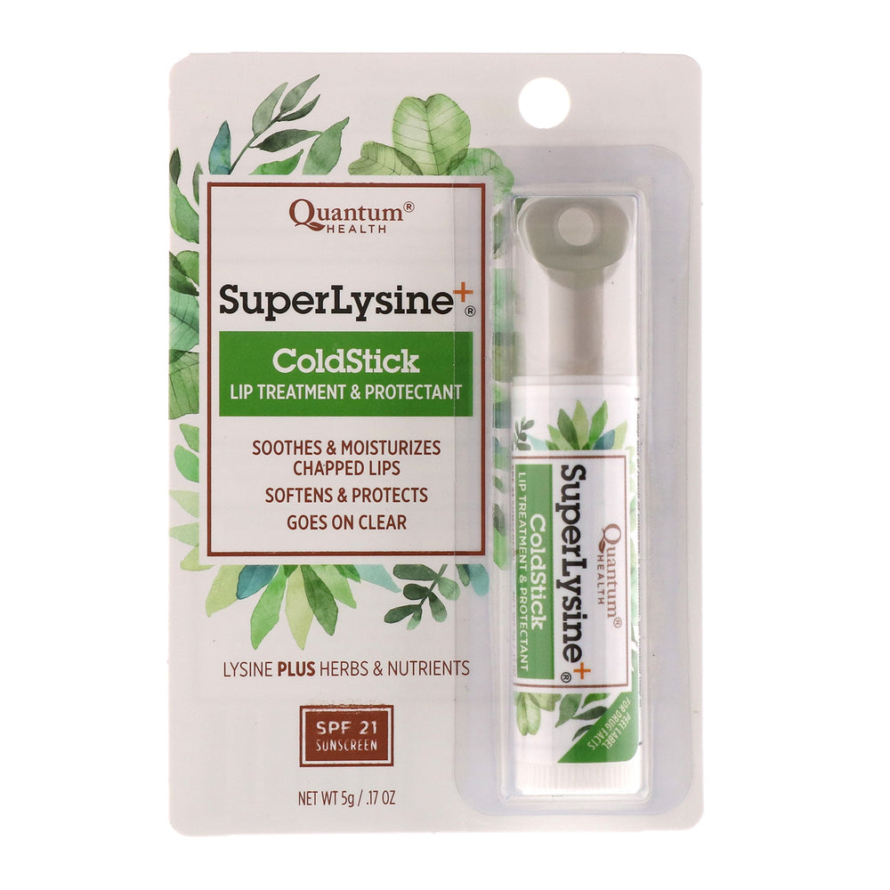Quantum Super Lysine ColdStick lip protectant bottle with SPF 21 sun protection