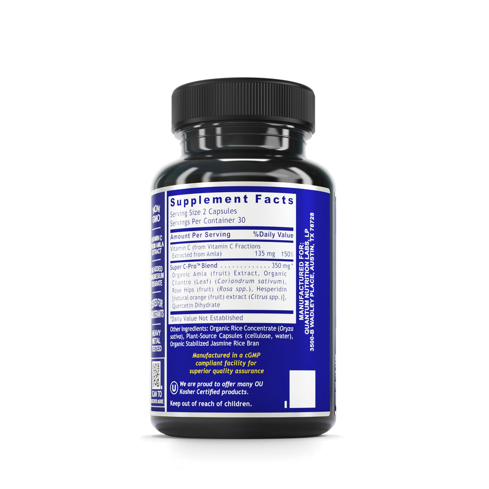 Vitamin C supplement with bioflavonoids and rose hips for enhanced absorption