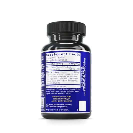 Vitamin C supplement with bioflavonoids and rose hips for enhanced absorption