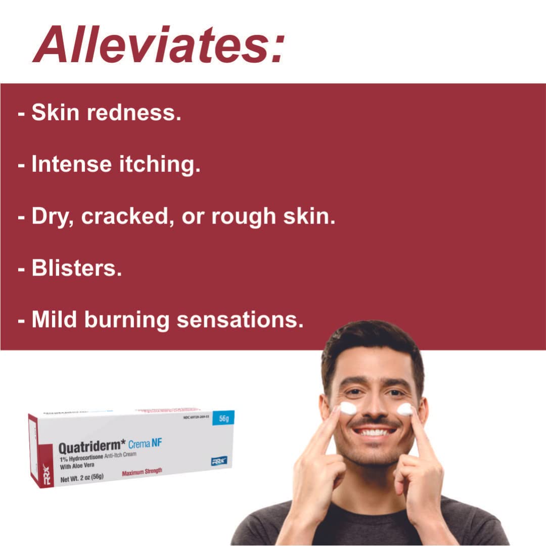 QUATRIDERM NF compact packaging tube for on-the-go relief.