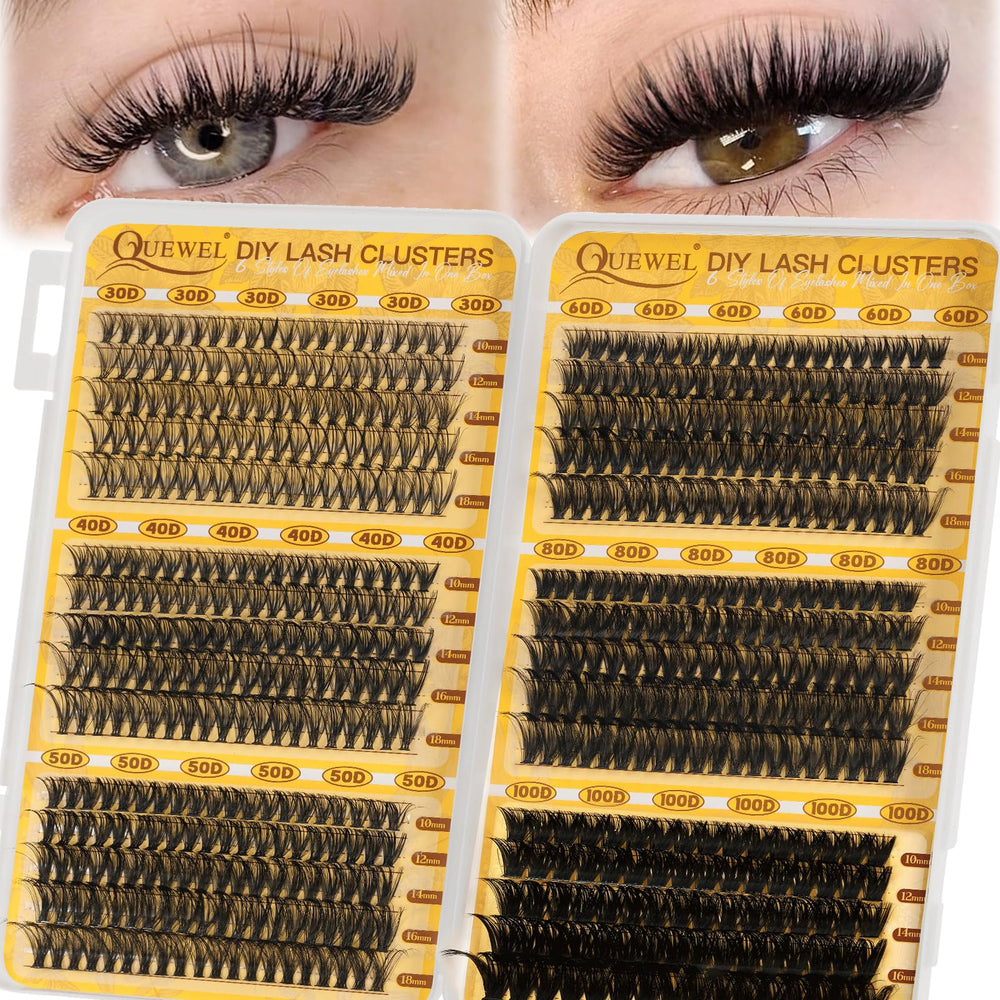 QUEWEL 580pcs eyelash clusters 30D natural daily wear