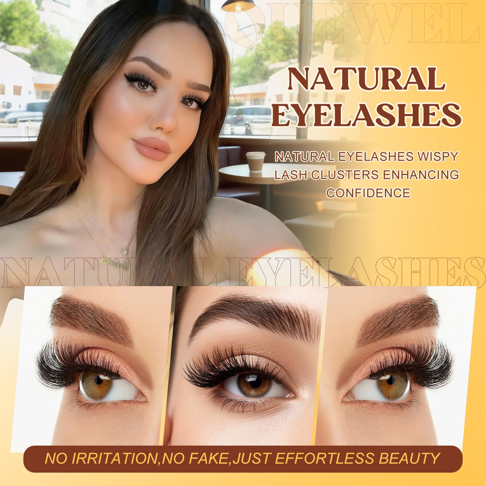 QUEWEL 580pcs eyelash clusters 50D enhanced drama with natural bend