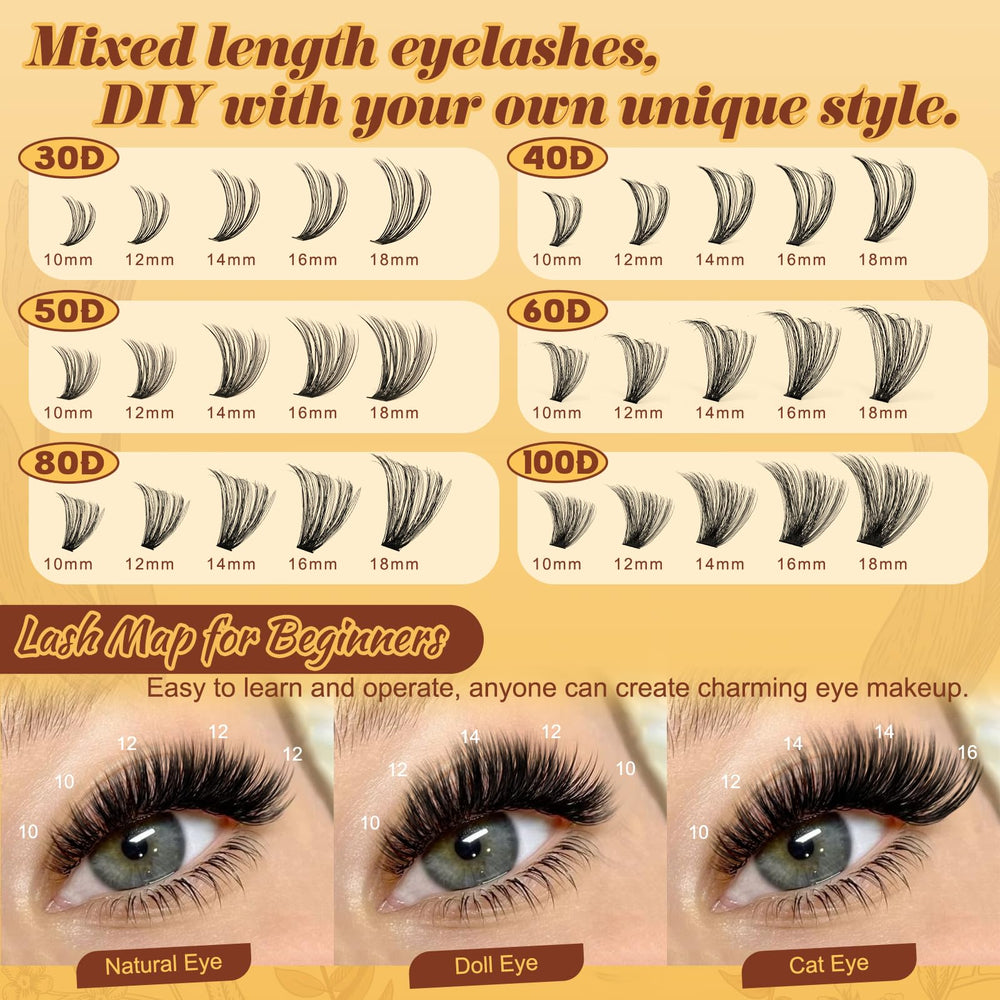 QUEWEL 580pcs eyelash clusters 60D denser lashes with smooth root