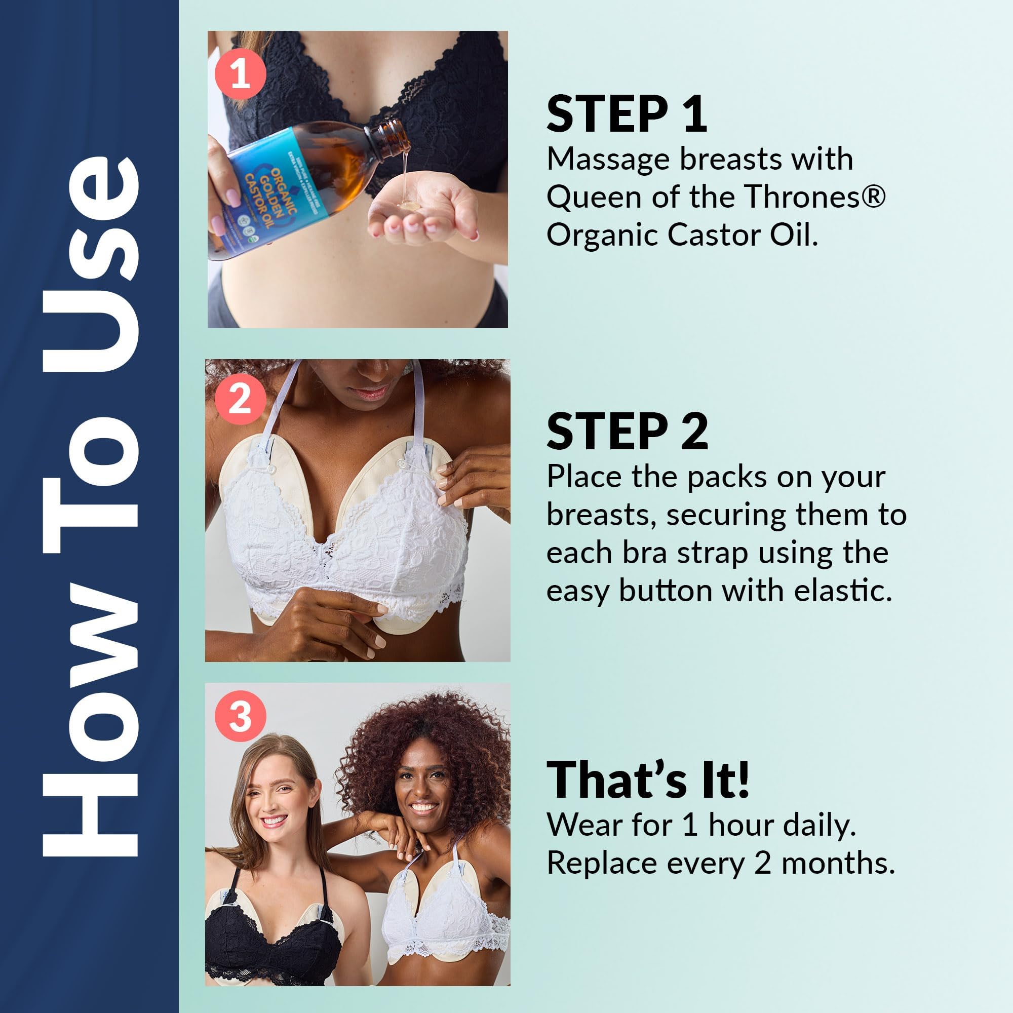 Two size options: small and large (small shown for A-C cup sizes)