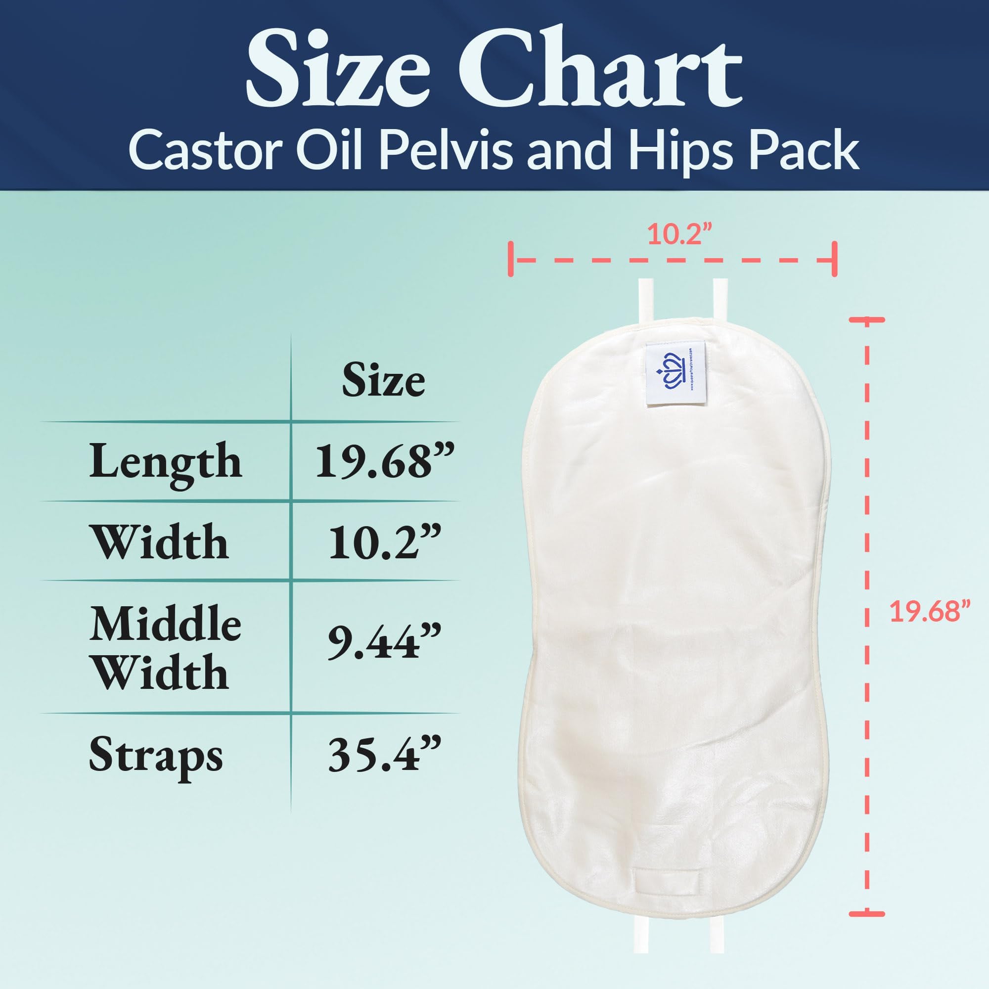 Model wearing the pelvic castor oil pack