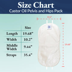 Model wearing the pelvic castor oil pack